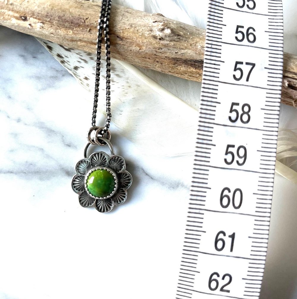 Handmade Sterling Silver Sonoran Gold Turquoise Flower Pendant 925
