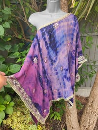 Image 7 of Poncho Woodstock Top -free size -purple pink tie dye