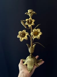 Image 1 of Magnifique candélabre d’église dit « bouquet » avec 1 feu et 3 fleurs de lys, début 1900