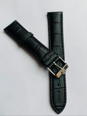 Image of 20mm CROC PADDED MENS LEATHER STRAP FOR OMEGA WATCH.BLACK.TOP QUALITY.HEAVY DUTY.VINTAGE BUCKLE