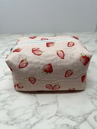 Image 3 of Handmade Pink Strawberry Boxy Pouch