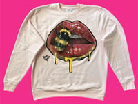 Image 1 of “HEY HONEYBEE” CUSTOM PAINTED PULLOVER SWEATSHIRT LARGE