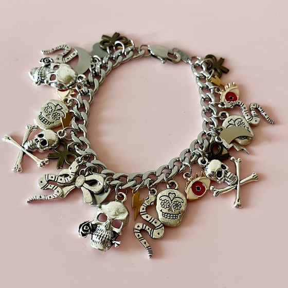 Image of One If A Kind Charm Bracelet - Skulls/snakes