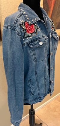 Image 3 of Vintage Blue Jean Denim Jacket Studs Guns N’ Roses