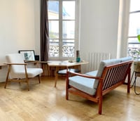 Image 5 of Banquette BZ bouclette bleu et ivoire