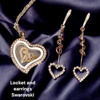 Swarovski heart (locket) necklace and earring set