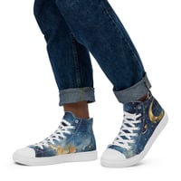 Image 5 of Celestial Constellation Night Sky Stars and Clouds Painting Men’s High Top Canvas Shoes