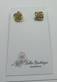 Image 3 of Gold plated flower earrings