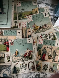 Image 5 of Grand jeu de Melle Lenormand, 52 cartes, complet, de 1890!! avec sa boite bleue, Rare!