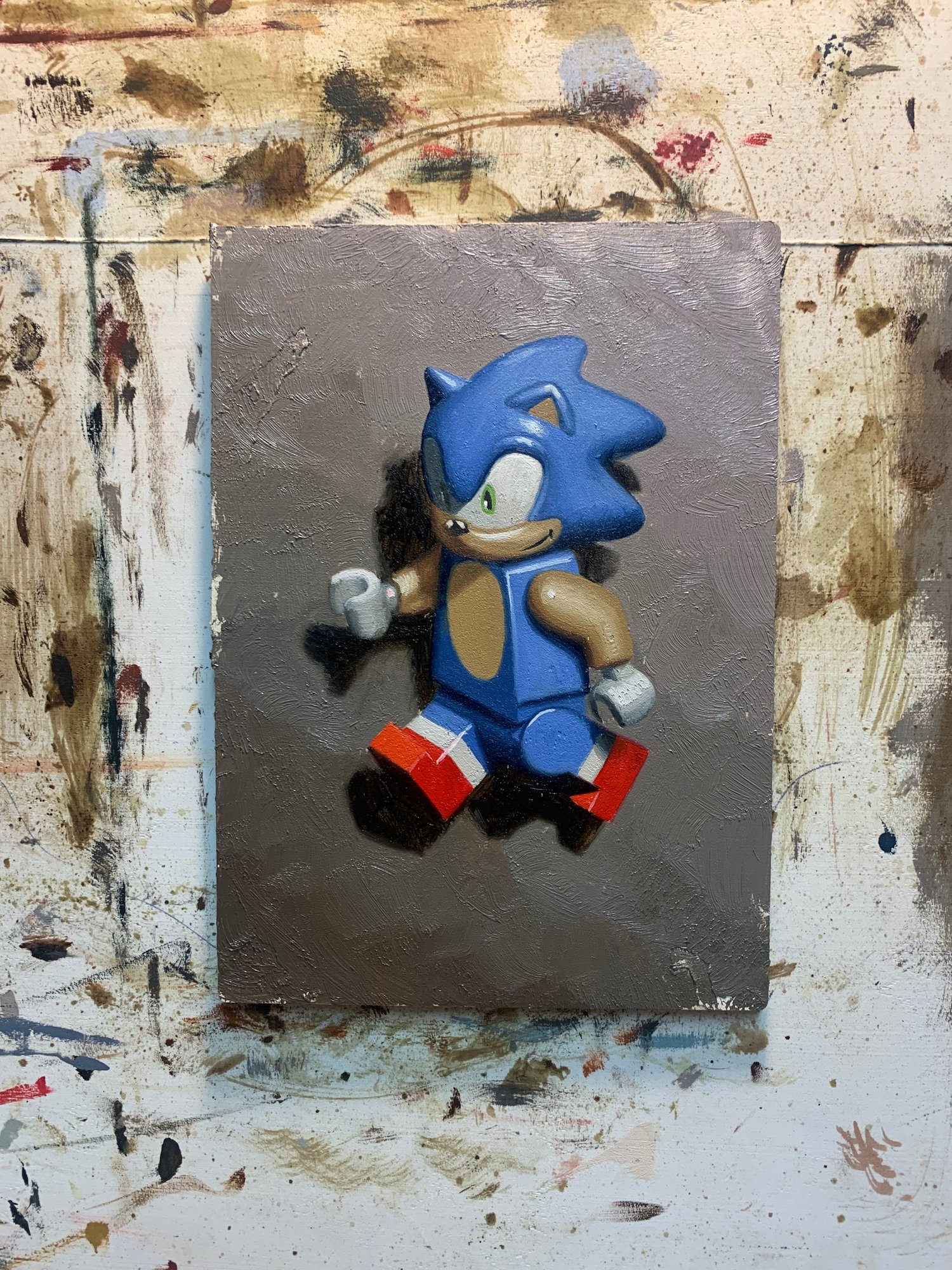 Image of Sonic Lego - Original Oil Painting