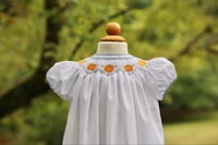 Image 5 of Size 2 & 4 hand smocked pumpkin bishop and bloomer 