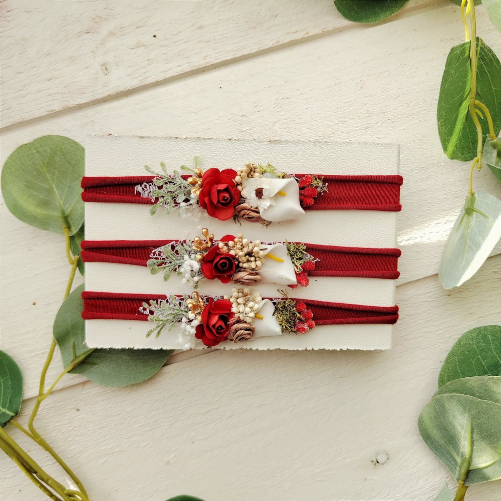 Image of Headband christmas fleur rouge