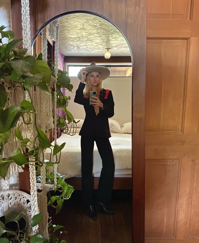 70s H bar C embroidered trouser suit 