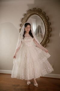 Image 4 of 1950s Tiered Embroidered Lace 