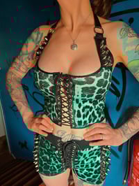 Image 2 of Velvet leopard top with studs - different colours