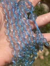 Image 4 of Aquamarine Mala, Aquamarine 108 Beads Japa Mala, Aquamarine Hand Knotted Gemstone Necklace