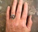 Vintage Design - Mens Sunburst Ring in Silver with Ruby