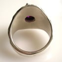 Vintage Design - Mens Sunburst Ring in Silver with Ruby