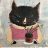 Small square art print-Springtime cat 