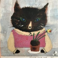 Image 4 of Small square art print-Springtime cat 
