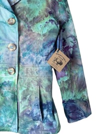 Image 6 of ♻️ UPCYCLED M Twill Peacoat Jacket in Mermaid Watercolor Ice Dye