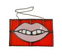 Image 1 of Orange and lavender glass lips 