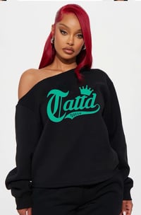 Tattd Queen off shoulder👑!!! Black&teal 🖤🩵