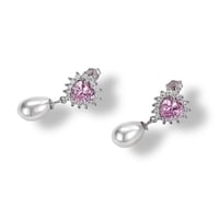 Image 3 of Pink Heart Drop Earrings 