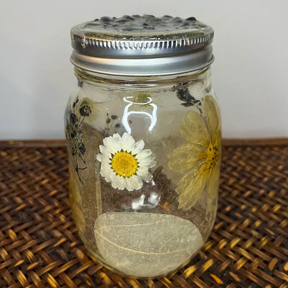 Image of labradorite floral mason jar