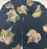 Silk scarf : black : leaf print 