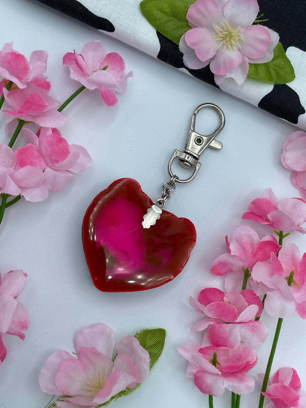 Image of Keychain - Hot Pink Devil Heart 