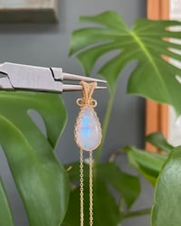 Image 1 of Gold Moonstone Teardrop Crystal Necklace