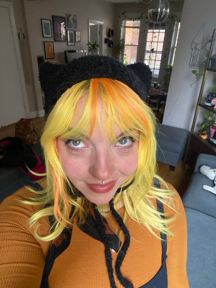 Image of Crochet black cat hat