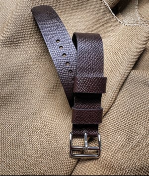 Image of Dark Brown French Grained Calfskin Single piece pull through watch strap
