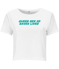 Image 1 of queer sex ed saves lives - baby tee 