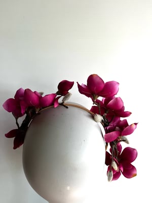 Image of Burgundy magnolia headpiece #2