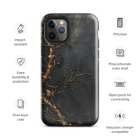 Image 4 of Gold and Black Tattered Texture Gnarled Roots Goth Inspired Tough Case for iPhone®