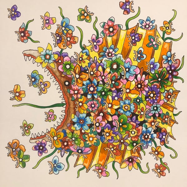 Image of Heaven Isn’t Up, It’s On The Microscopic Level original 10x10 acrylic and ink on paper