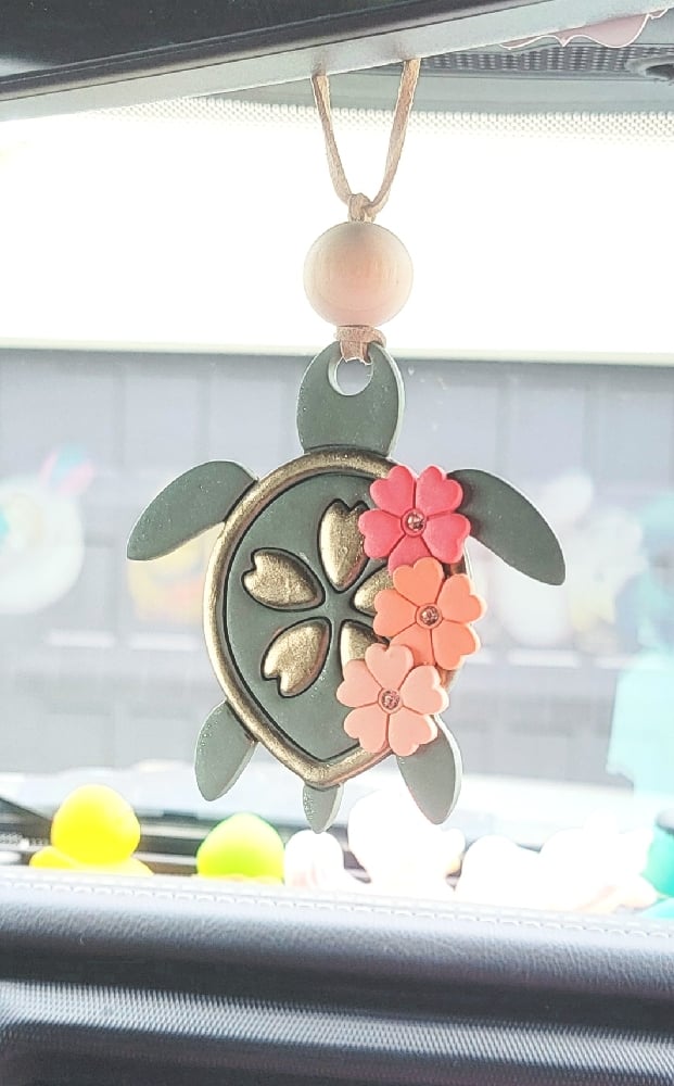Image of Floral Reef Turtle Car Hanger