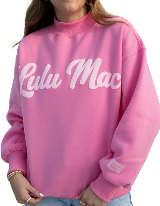 Image of Lulu Mac Script Mock Neck Sweatshirts PIck Your Color 