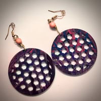 Image 1 of Honeycomb Wood Earrings
