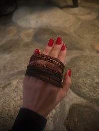 Image 3 of Flat Leather Clasp Bracelet