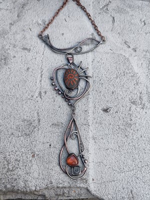 Pebbles and carnelian sun necklace 