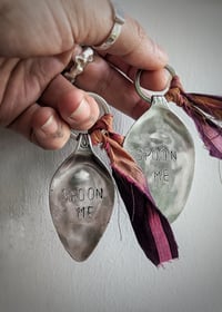 Image 1 of Recycled Spoon and Silk 'Spoon Me' Handmade Keyring 