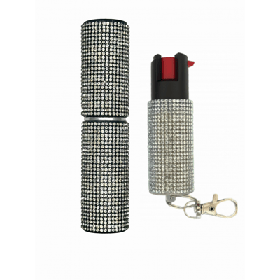 Image of Silver Rhinestones Lipstick & Pepper Spray Combo