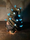 Dark Green & Light Blue Themed Ceramic Gnome Night Light Lamp