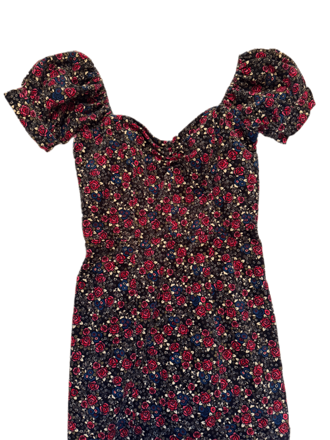 vintage Betsey Johnson New York floral corduroy milkmaid dress