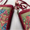 Image of Jeweltone Burgundy Canvas Zippertop Purse With Large Front Pocket and Crossbody Strap