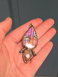 Image 1 of Electroformed labradorite, Sunstone and indicolite tourmaline necklace