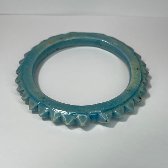 Blue Crackle Stud Bracelet - 7.75 in Inner Diameter